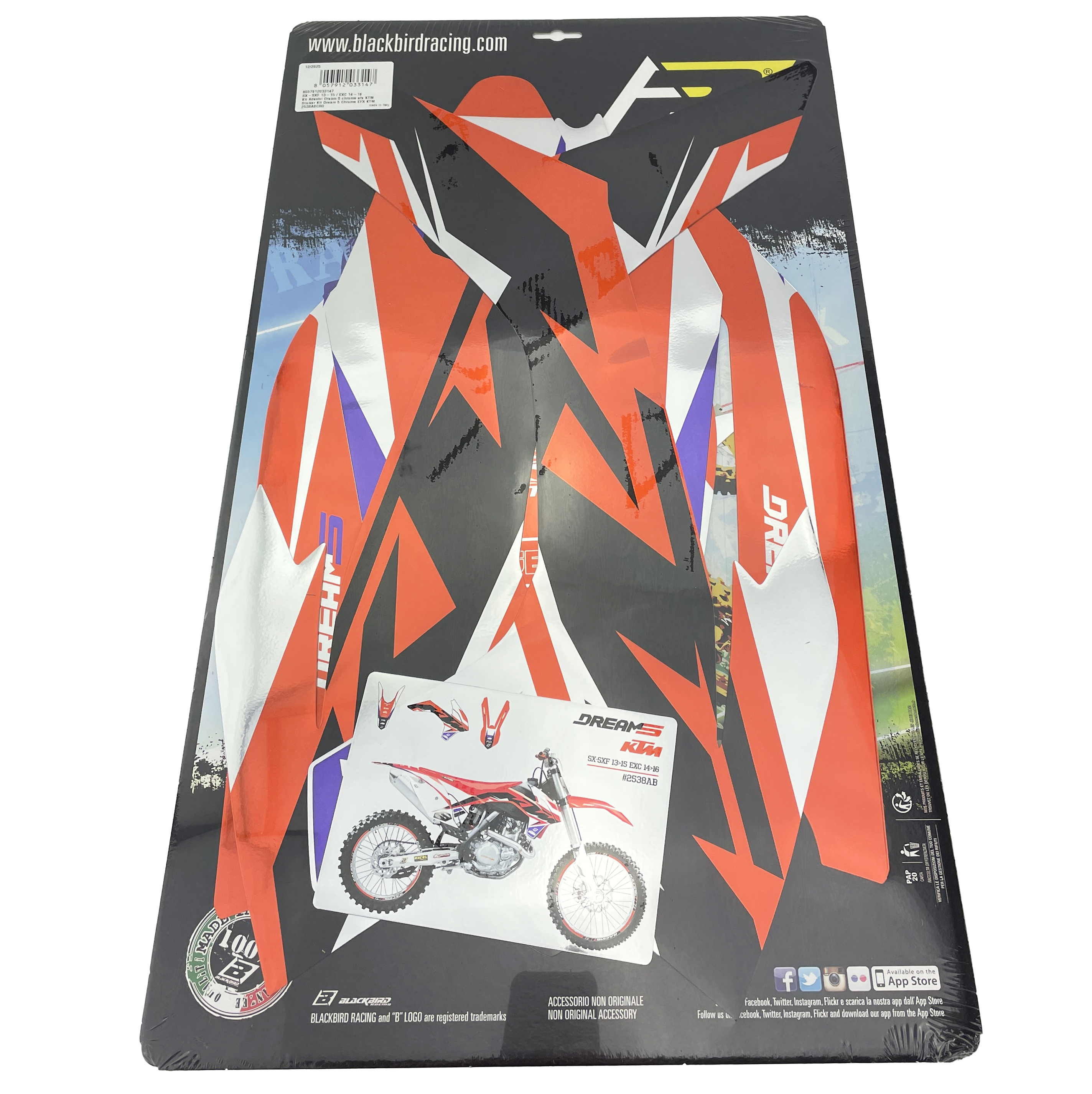 13-15 SX/SXF 14-16 EXC KTM DREAM 5 CHROME DECALS, BLACKBIRD 2538ABCRO image 1
