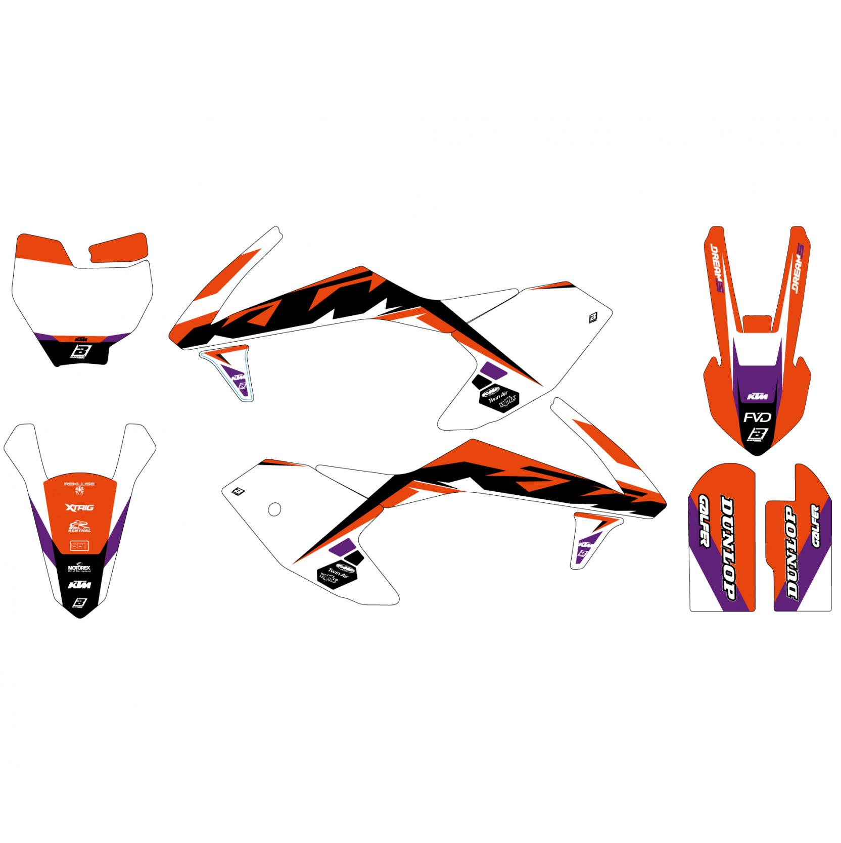SX 50 KTM 16-23 DREAM 5 DECALS, BLACKBIRD 2542AB thumbnail 2