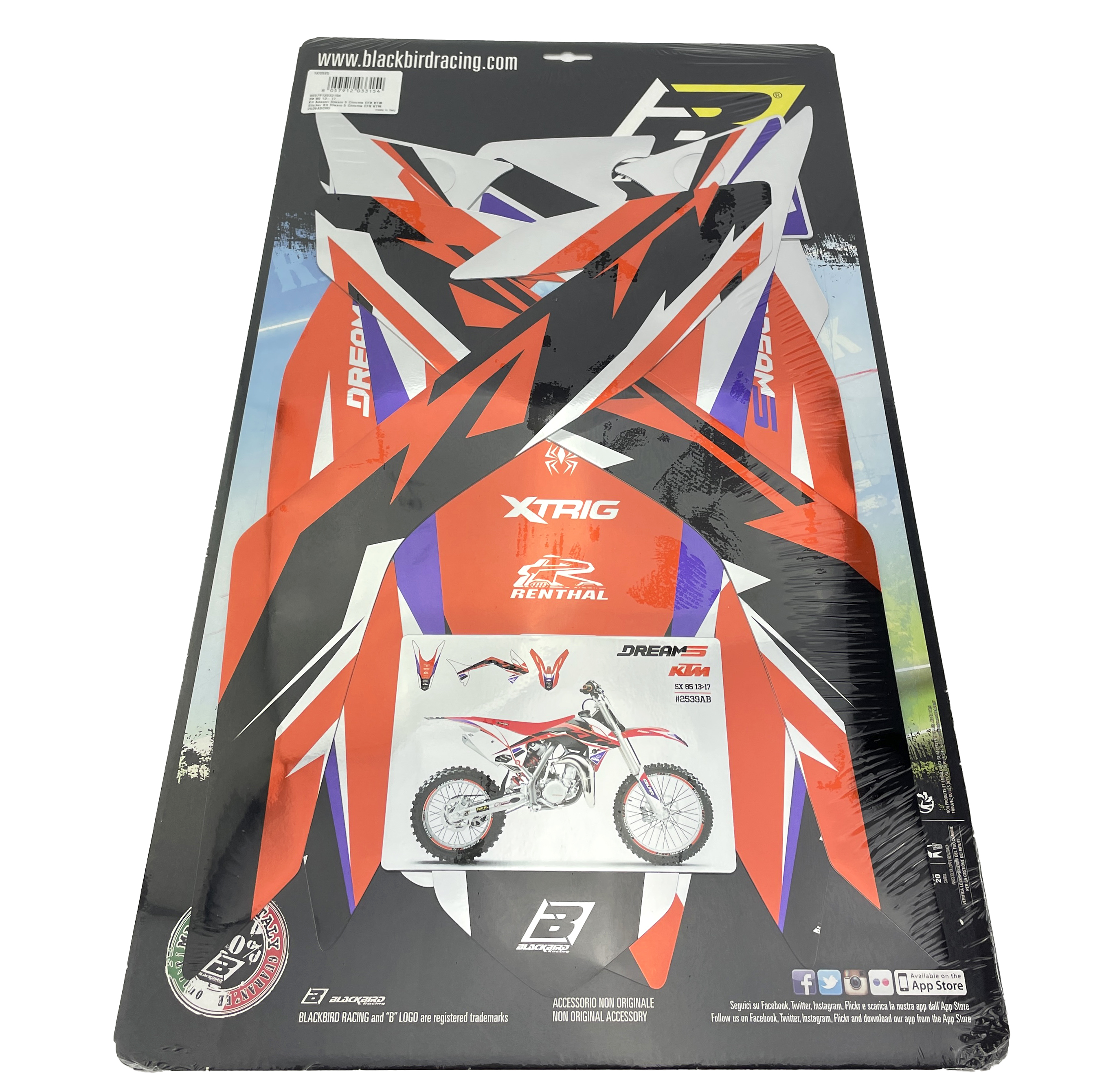2013-17 SX85 KTM DREAM 5 CHROME DECALS, BLACKBIRD 2539ABCRO image 1