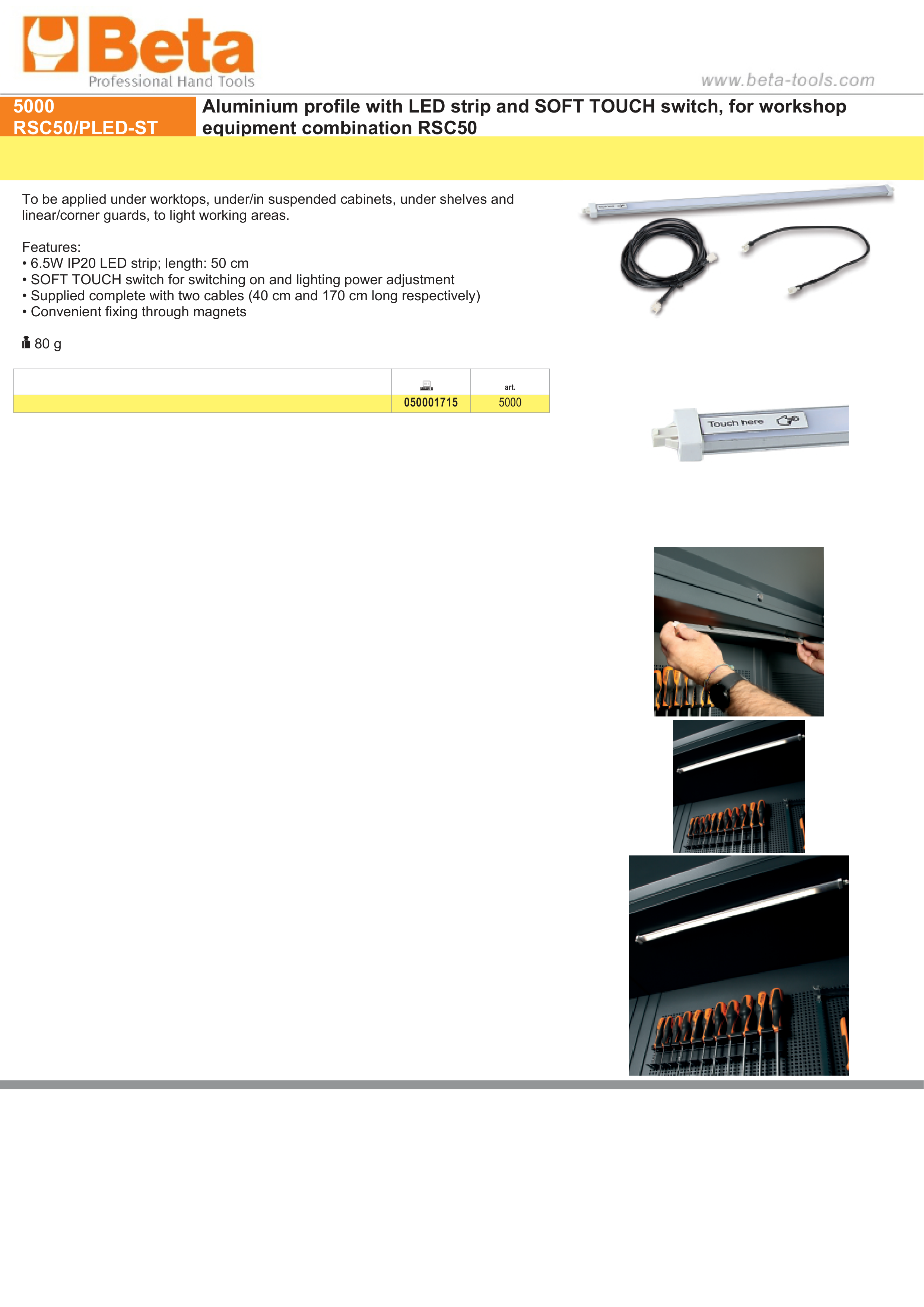 ALUMINIUM PROFILE LED STRIP SWITCH BETA 5000 RSC50-PLED-ST 6.5W IP20 thumbnail 2