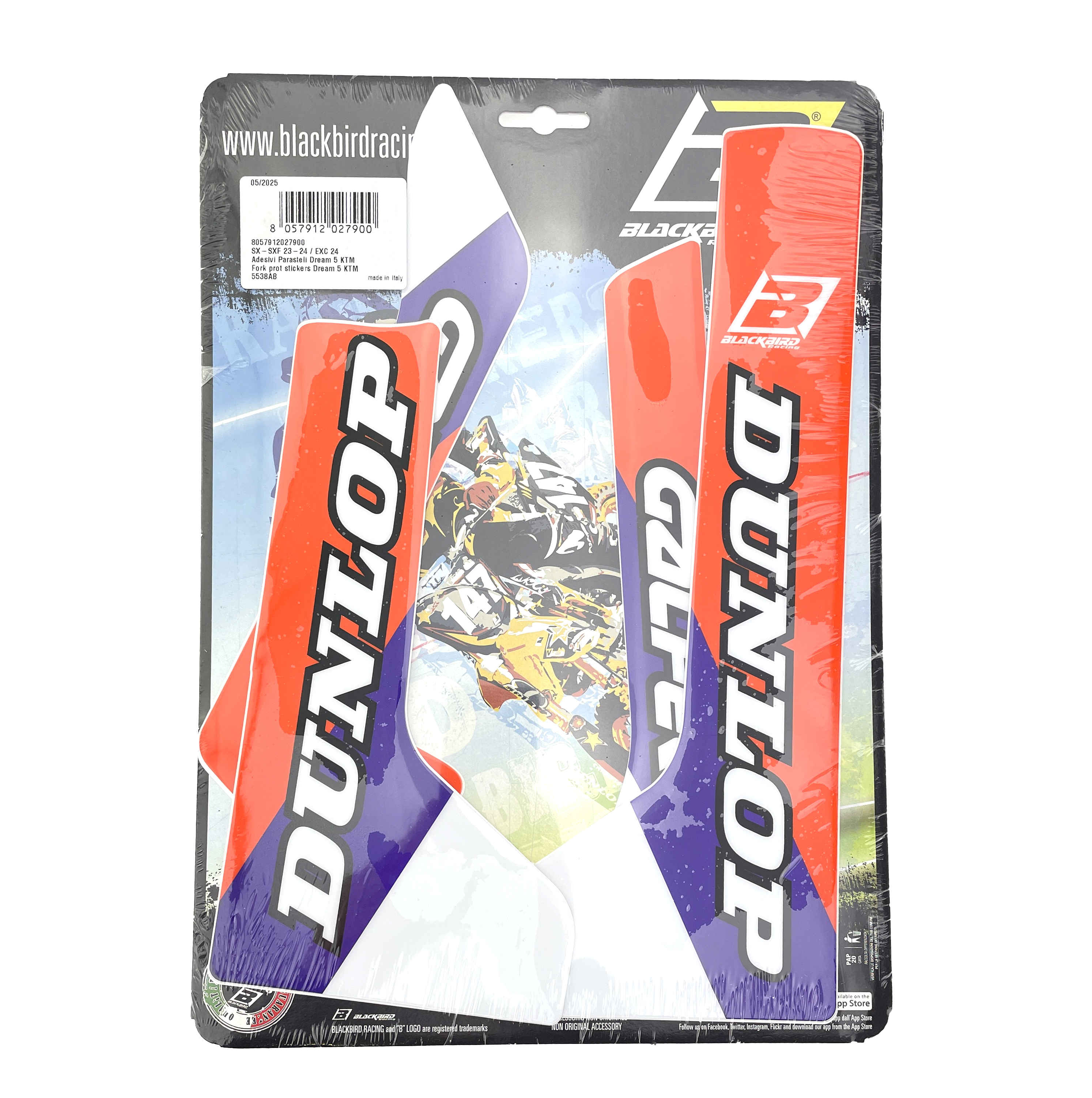 23-25 SX/SXF 24-25 EXC KTM FORK DECALS, BLACKBIRD 5538AB thumbnail 2