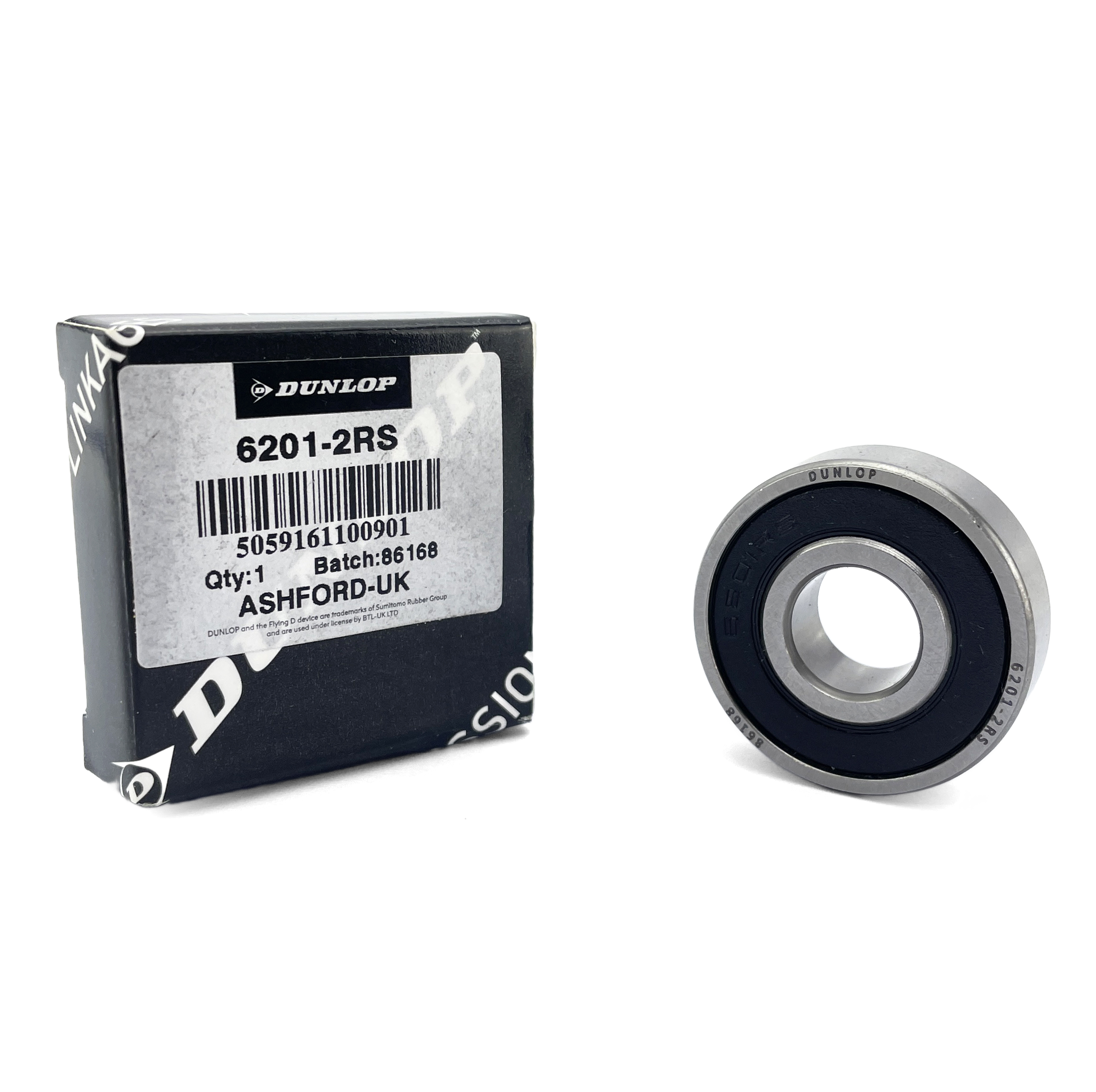 BEARING 6201 2RS DUNLOP 12x32x10 SIZE SEALED EACH image 1