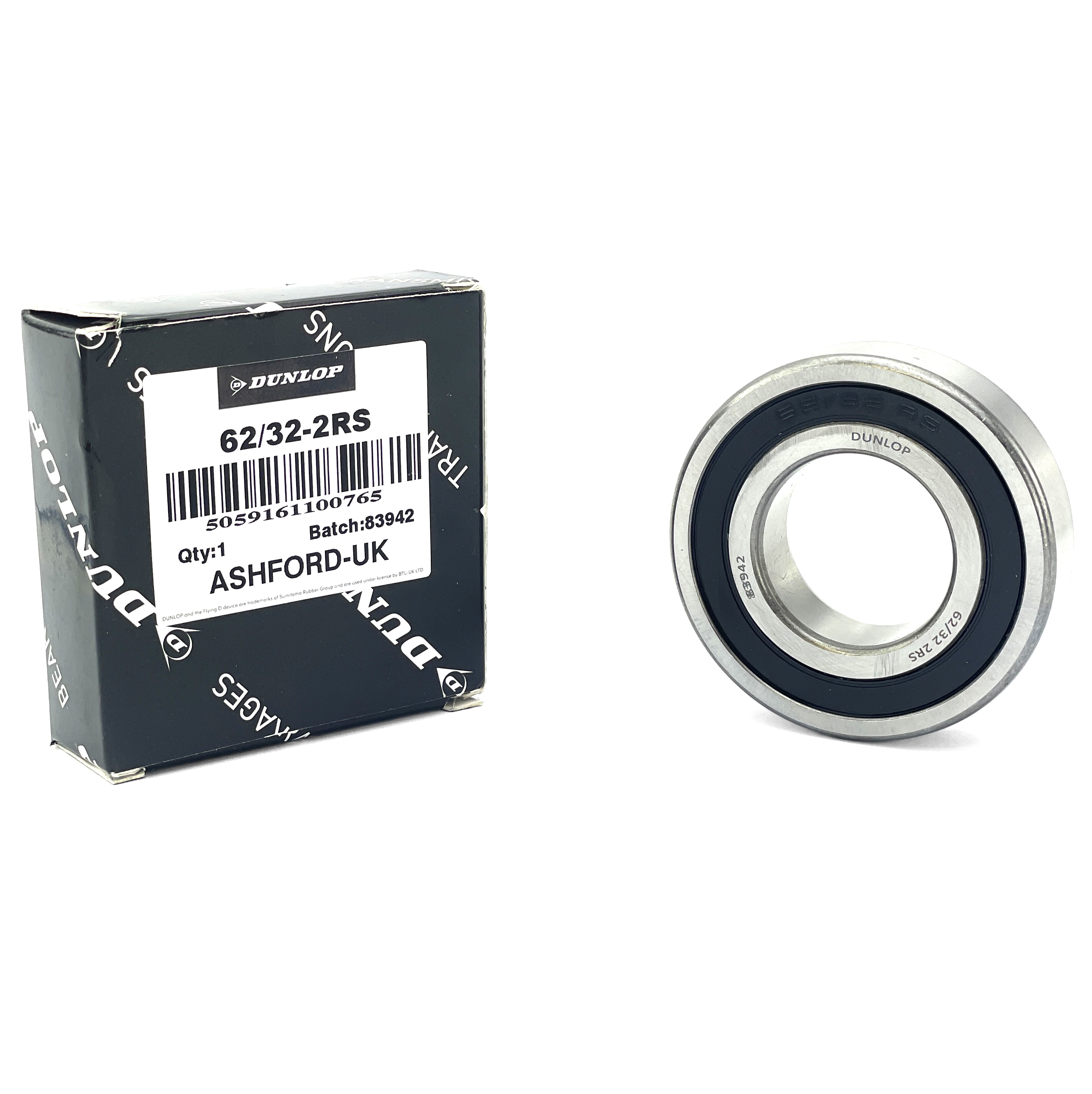 BEARING 62/32 2RS DUNLOP 32x65x17 SIZE SEAL EACH image 1