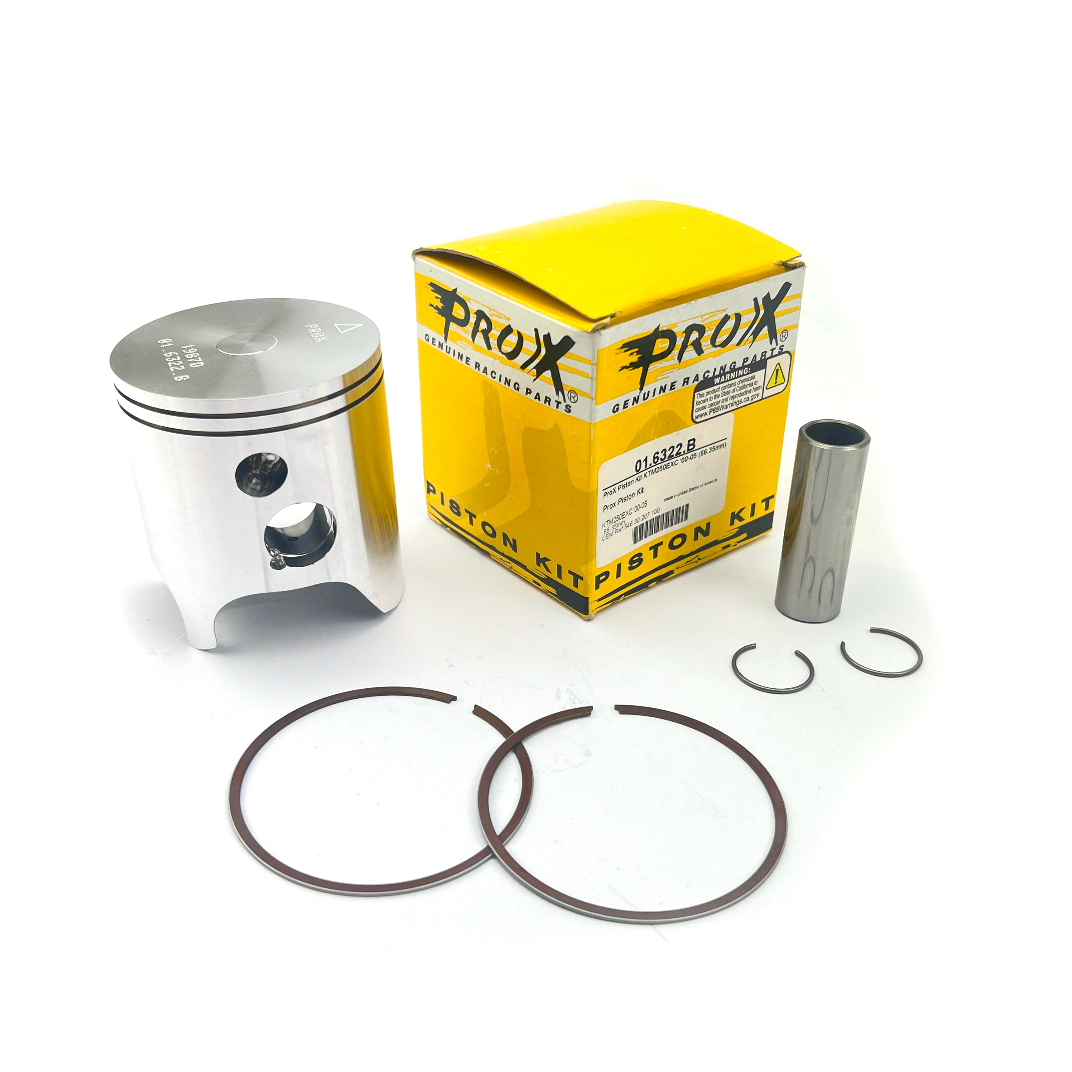 PISTON KIT 00-05 KTM250 66.40, PROX 01.6322.B, 2-RING EXC image 1