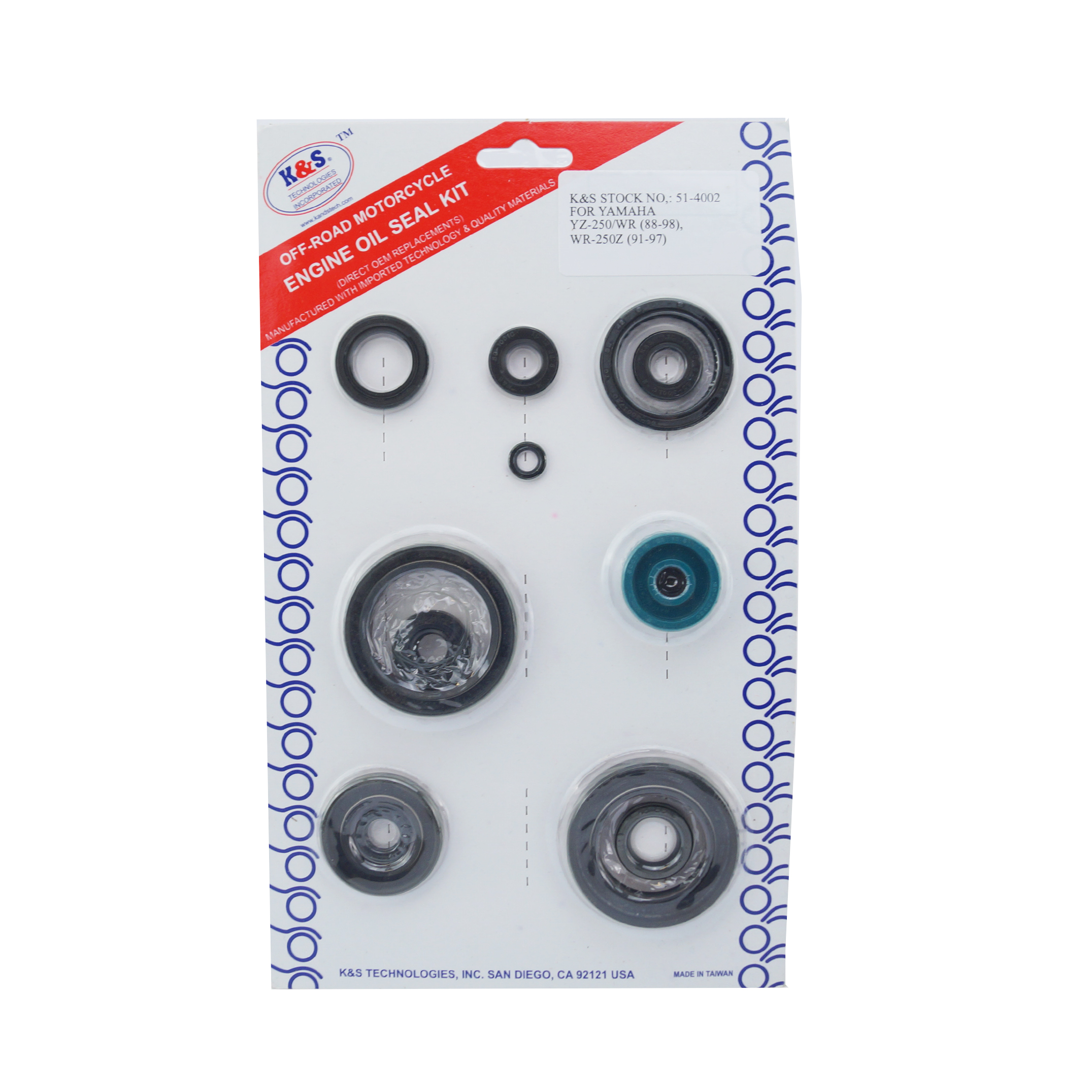 OIL SEAL SET 88-98 YZ250 WR250, K&S 51-4002 YAMAHA KIT 12