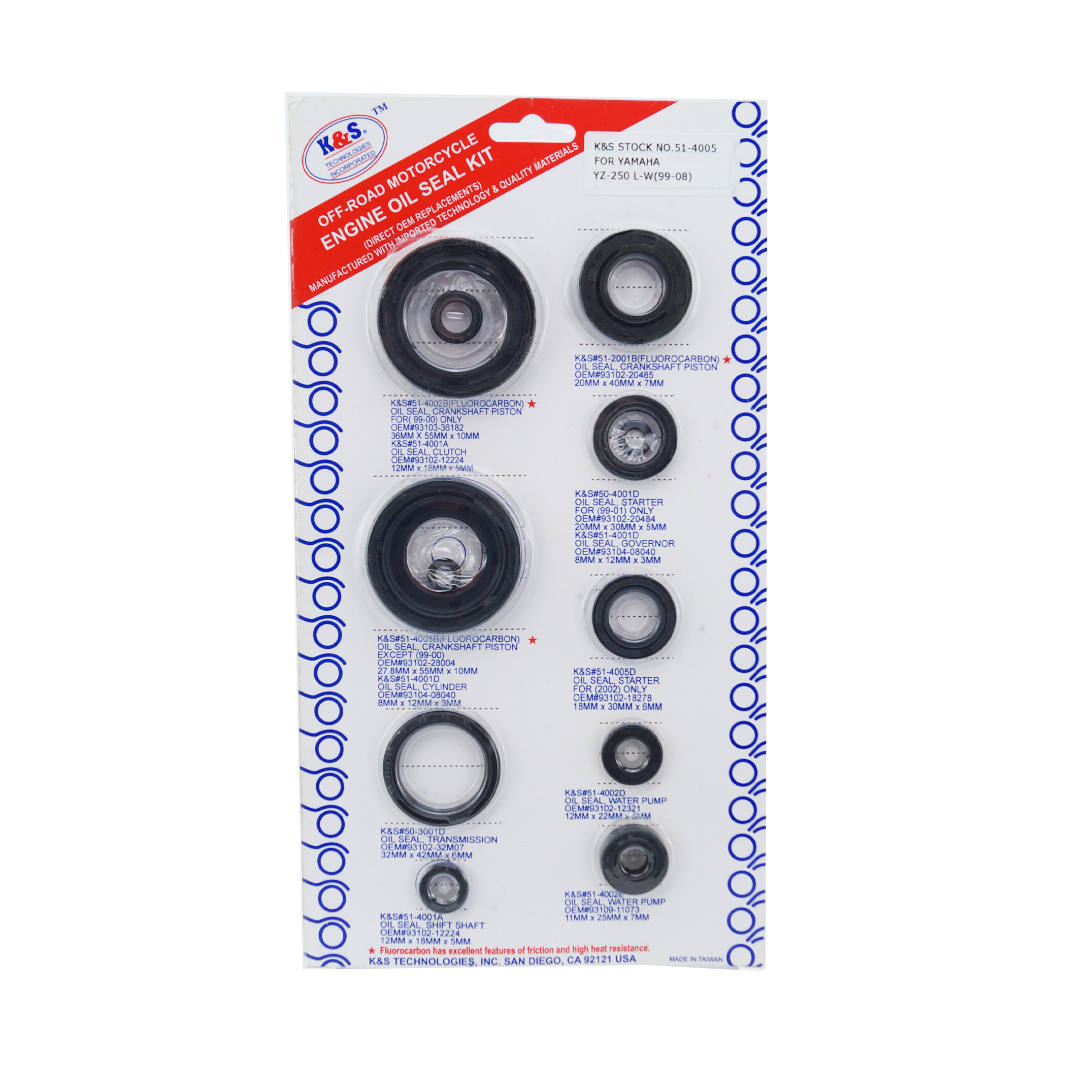 OIL SEAL SET 99-08 YZ250 12PCS image 1