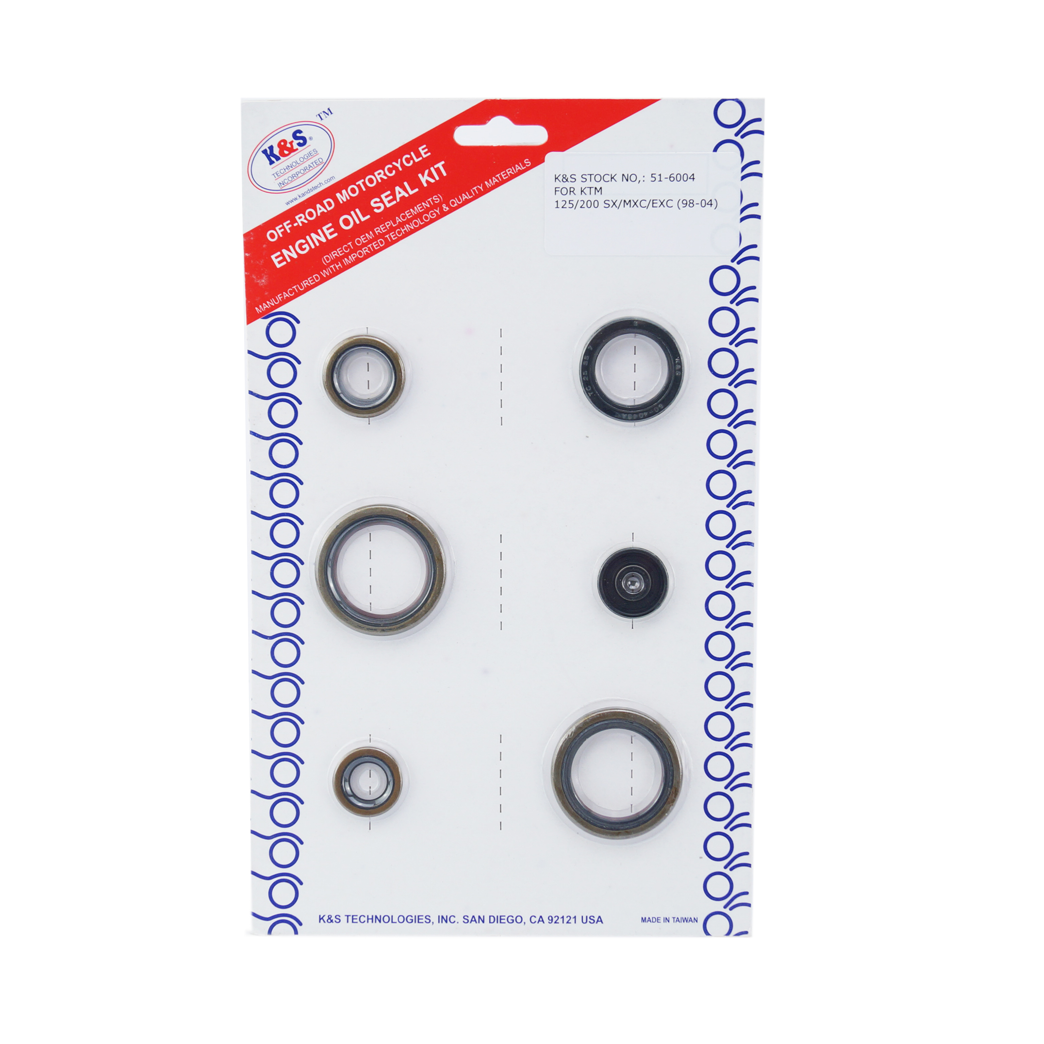 OIL SEAL SET 98-03 125-200 KTM, K&S 51-6004 ENGINE SET / 6