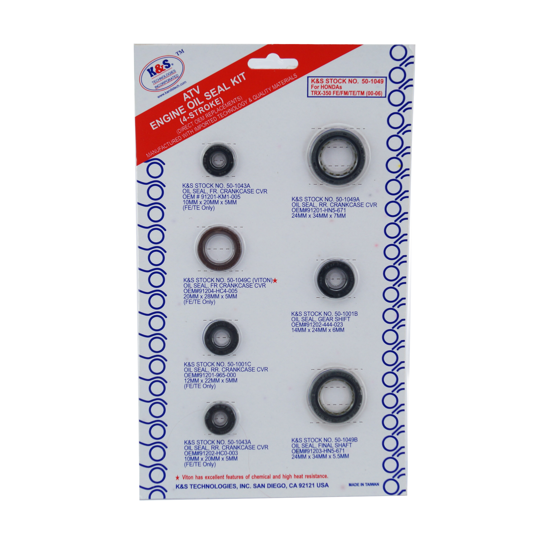 OIL SEAL SET 00-06 TRX350 KS50-1049