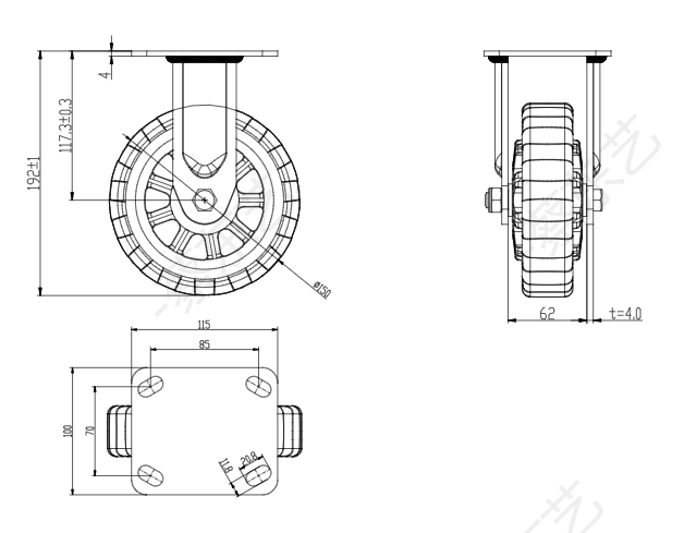 CASTOR WHEEL HEAVY DUTY 6 FIXED - EACH thumbnail 5
