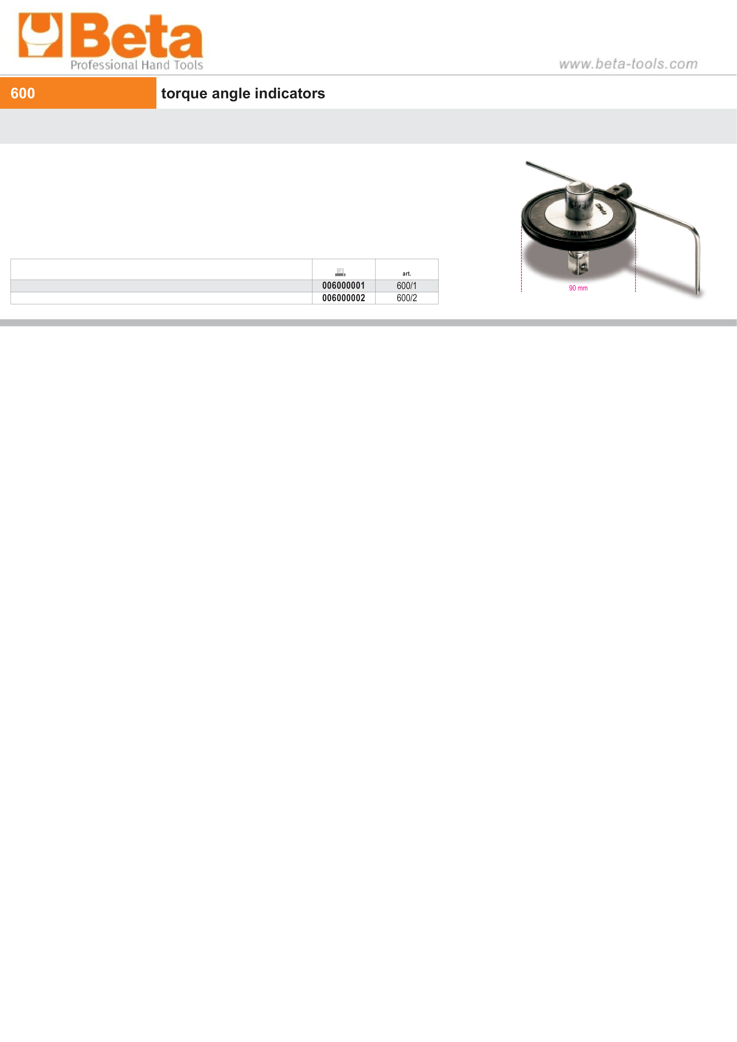 Torque Angle Indicators 1/2 Drive - Beta Tools 600/1 thumbnail 3