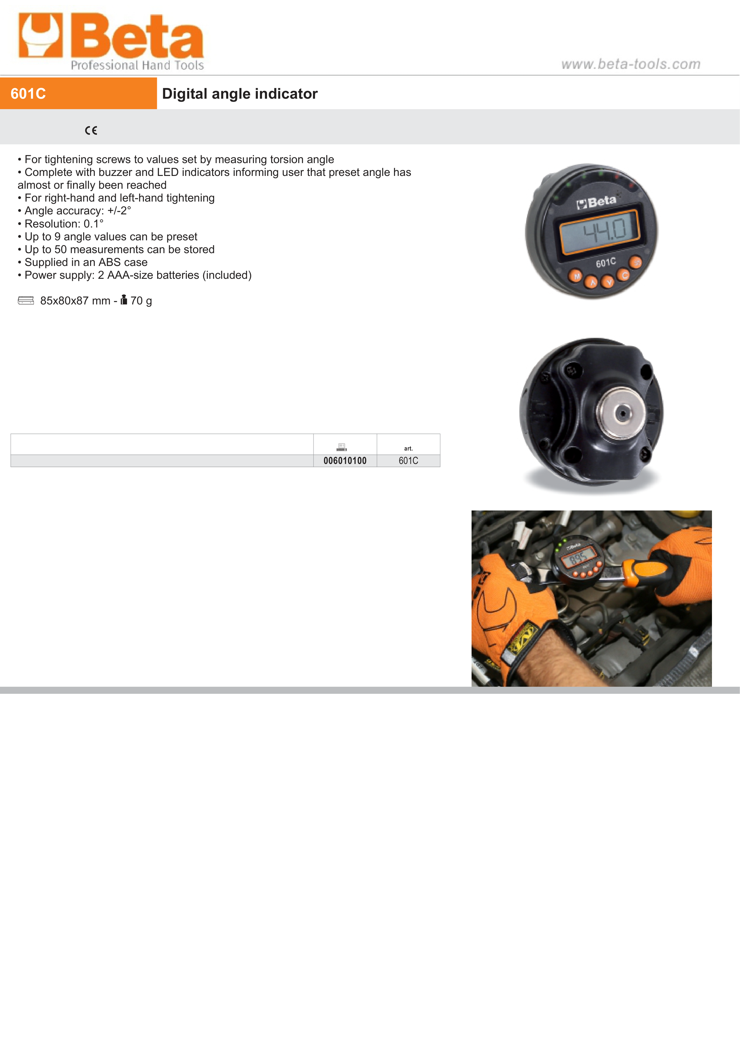 DIGITAL ANGLE INDICATOR BETA TOOLS 601C RIGHT LEFT-HAND 2° ACCURACY LED BUZZER ALERTS thumbnail 4