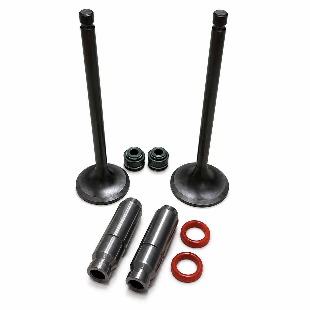 VALVE SET INTAKE EXHAUST & VALVE SEALS + GUIDES SUZUKI GN GZ GS DR125 12911-04B00 12912-24400 image 1
