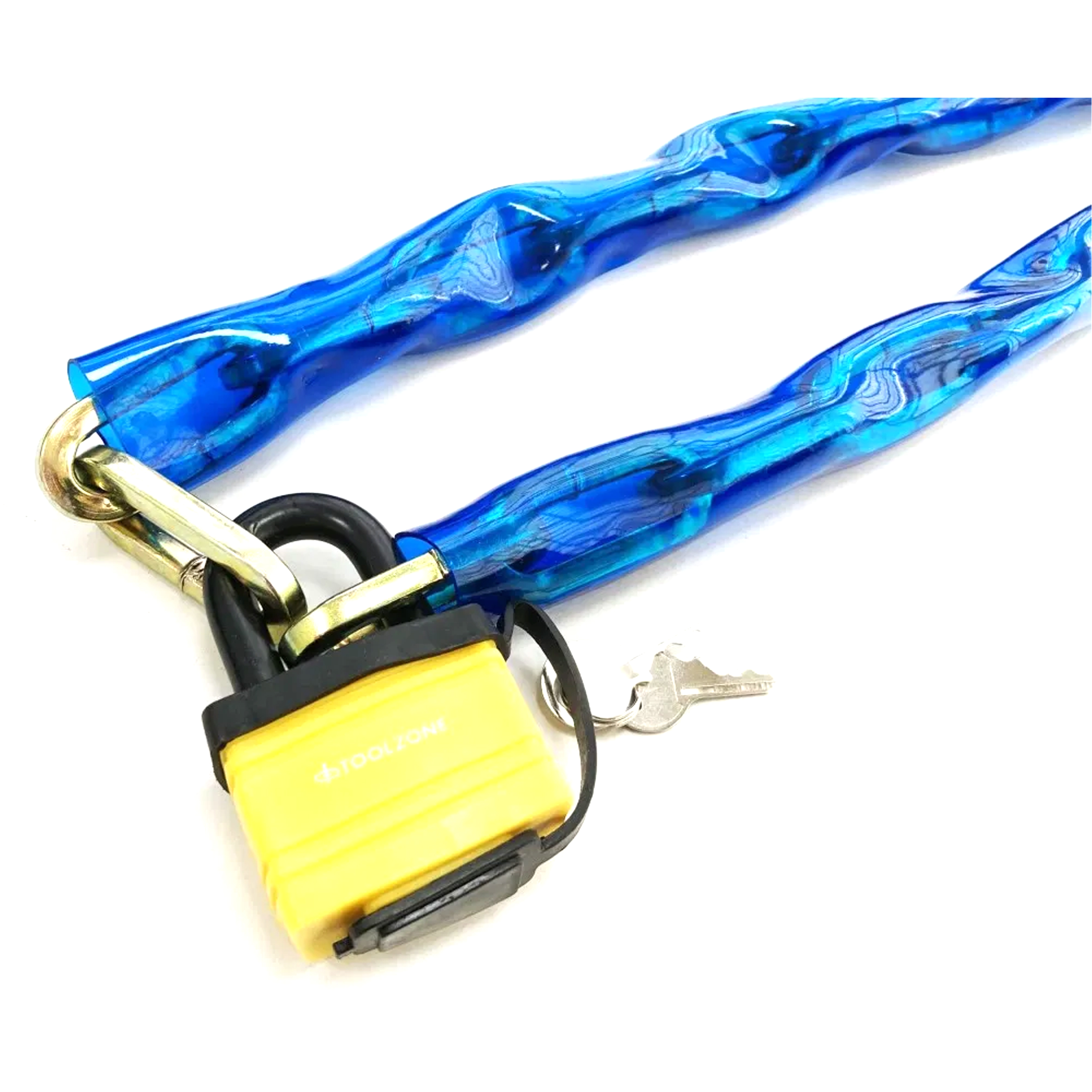 CHAIN PVC 1m x 8mm WITH 50mm LAMINATED PADLOCK - TOOLZONE KDPLK071 thumbnail 3