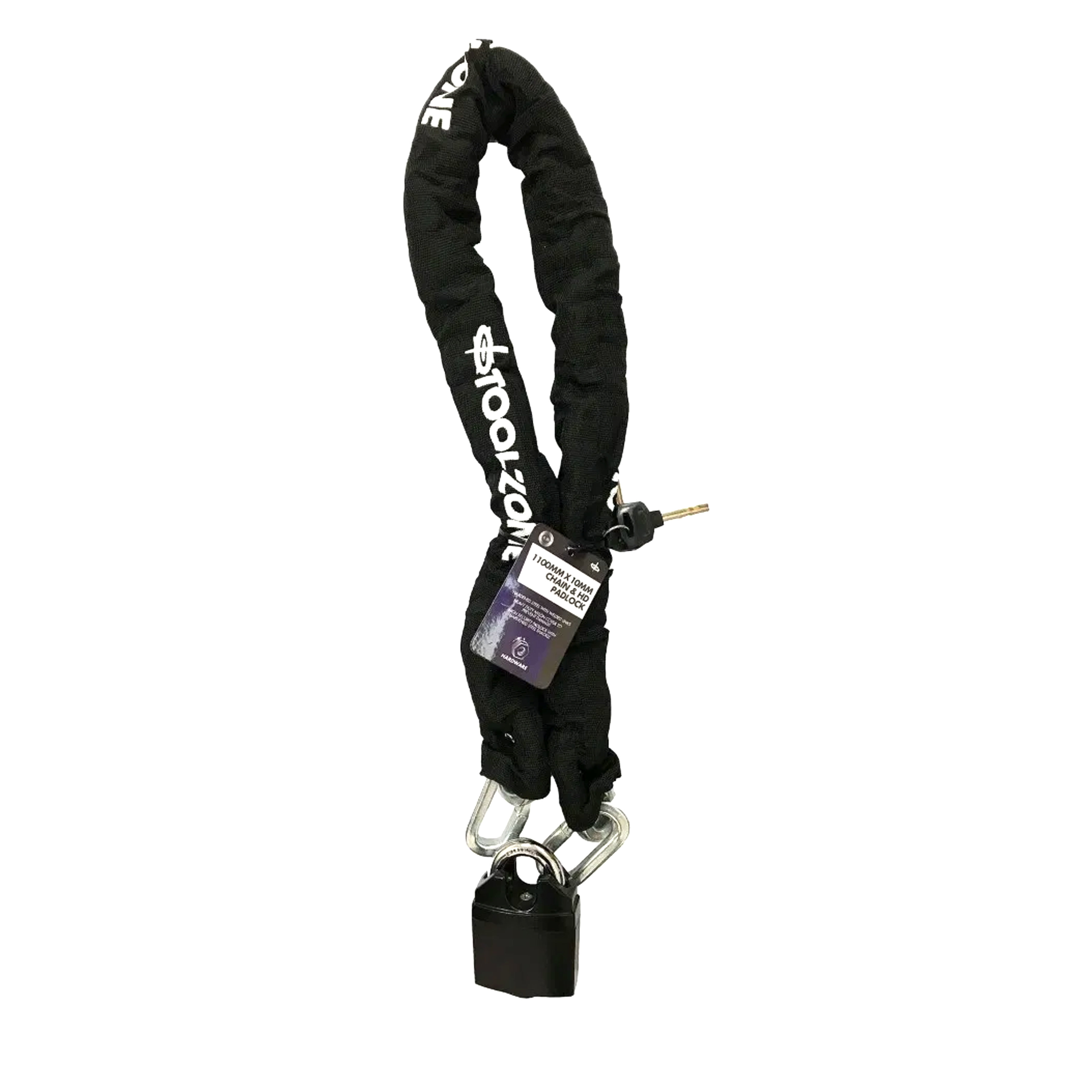 CHAIN 1100mm x 10mm WITH 65mm HEAVY DUTY PADLOCK AND 3 KEYS - TOOLZONE KDPLK074 thumbnail 3