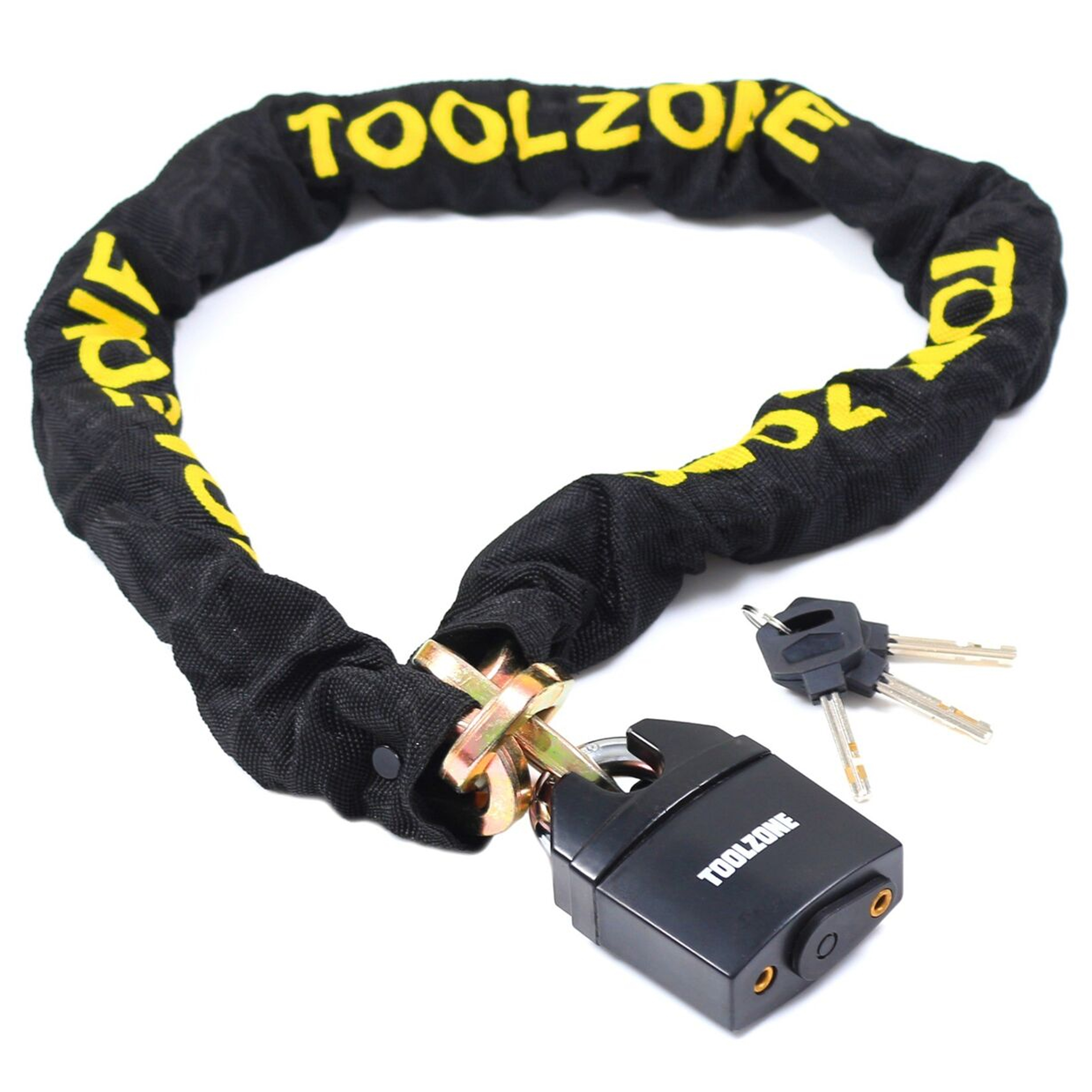 CHAIN 1100mm x 10mm WITH 65mm HEAVY DUTY PADLOCK AND 3 KEYS - TOOLZONE KDPLK074 thumbnail 2