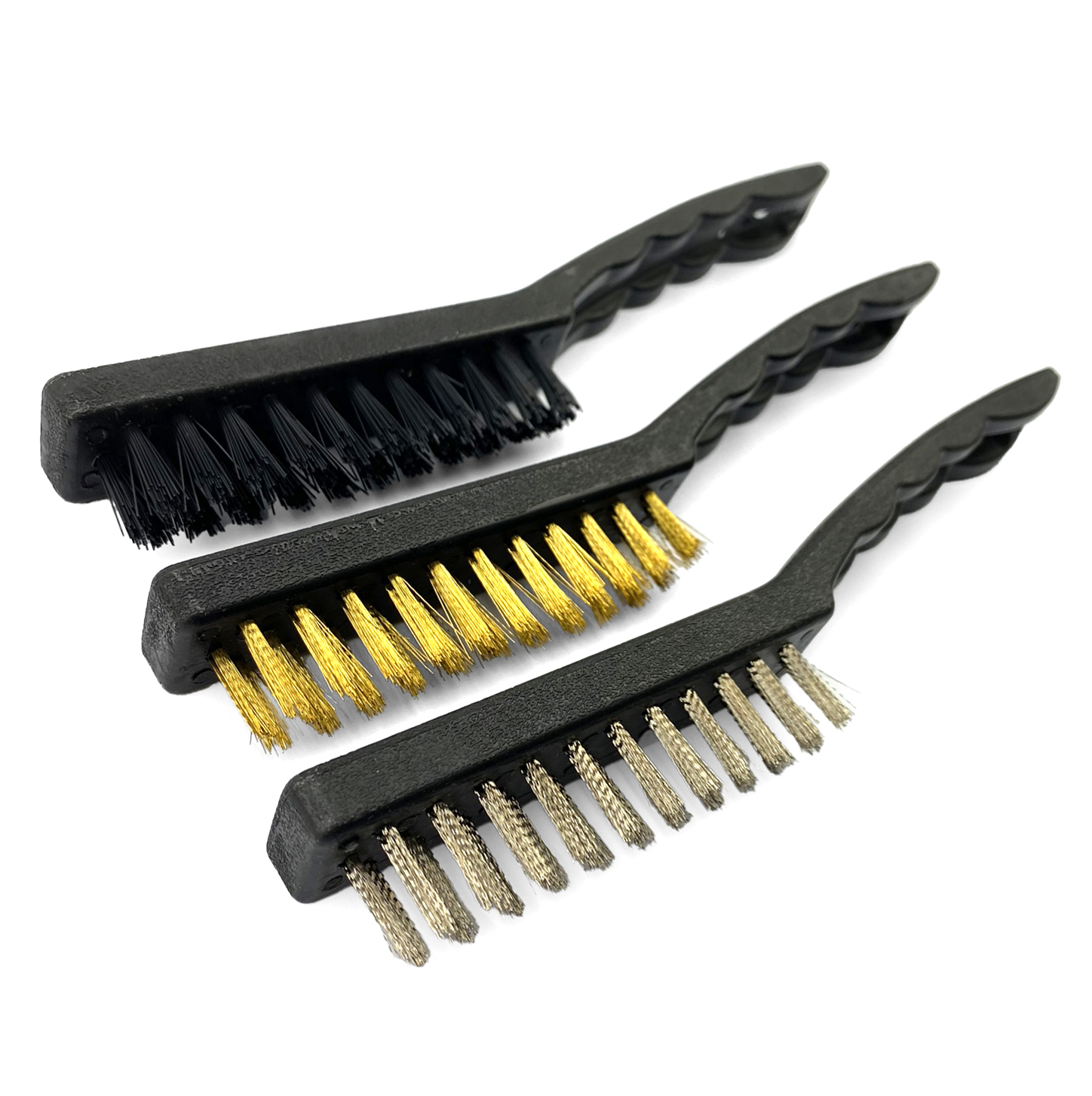 BRISTLE BRUSH SET 3PC 9 ASSORTED BRASS NYLON STEEL - TOOLZONE KDPBR050 thumbnail 4