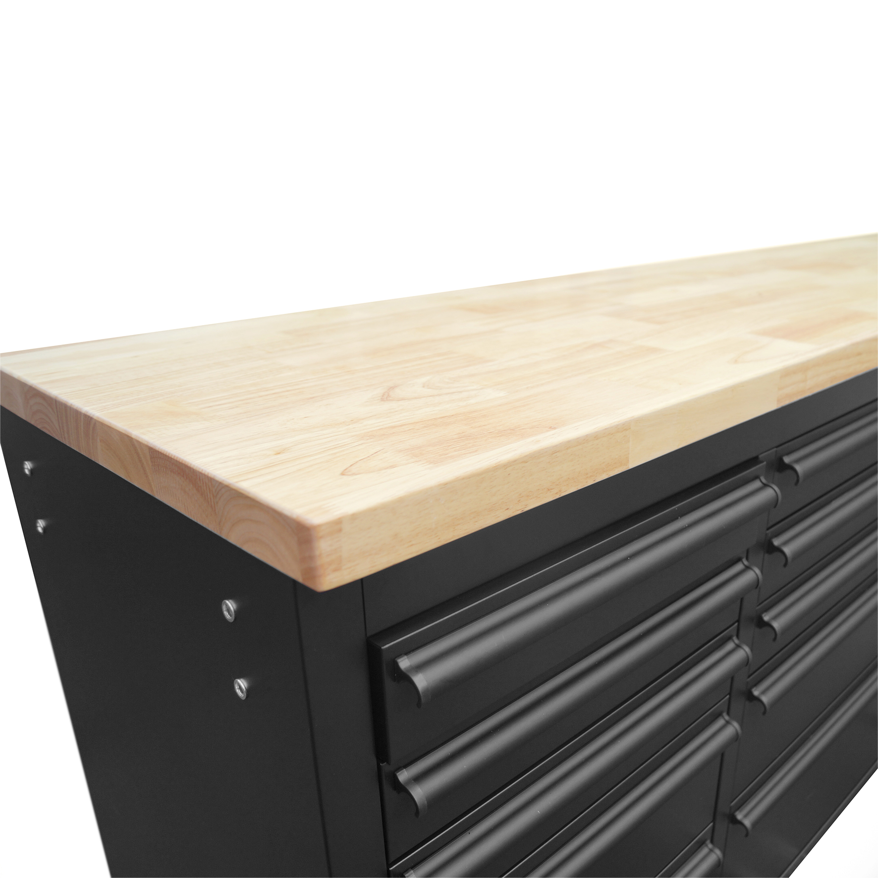 72 Powder Coated Matte Black Steel Tool Chest Box 15 Drawers Solid Wooden Top thumbnail 4
