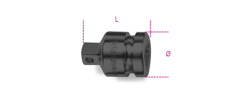 Impact Adaptor, 1/2 Female to 3/8 Male Drives, 37.5mm Length - Beta Tools 720/15 image 1