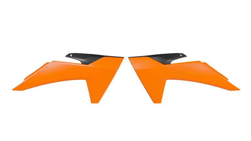 RADIATOR SCOOPS 2024-2025 KTM SX 65, ORANGE/BLACK RTECH R-CVKTMARNR2465 image 1