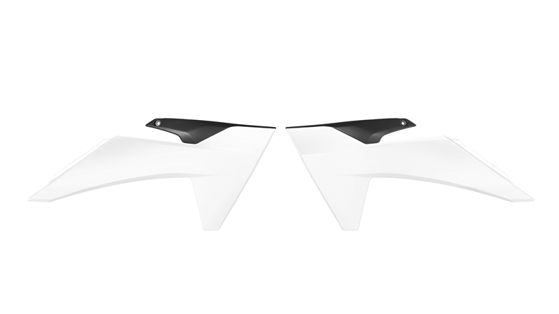 RADIATOR SCOOPS 2024-2025 KTM SX 65, WHITE/BLACK RTECH R-CVKTMBNNR2465 image 1