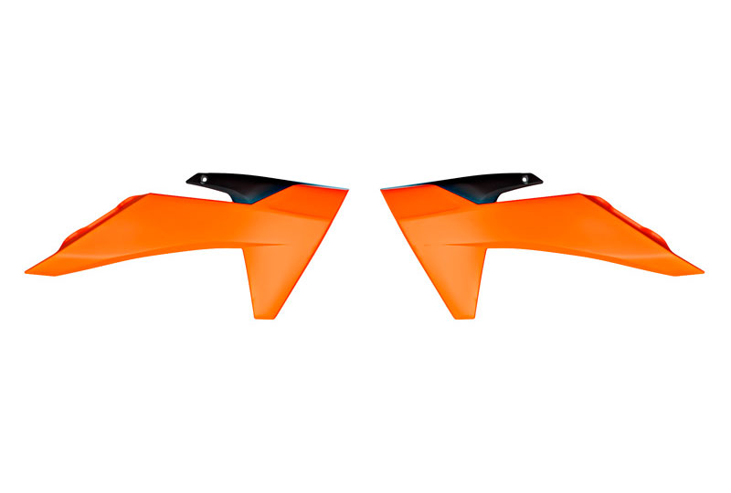 RADIATOR SCOOPS 2024-2025 KTM SX 50, ORANGE/BLACK RTECH R-CVKTMARNR150 image 1