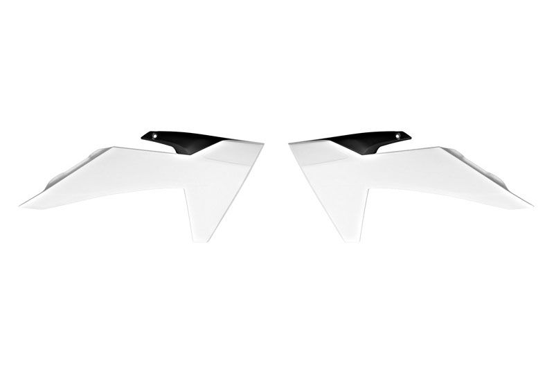 RADIATOR SCOOPS 2024-2025 KTM SX 50, WHITE/BLACK RTECH R-CVKTMBNNR150 image 1