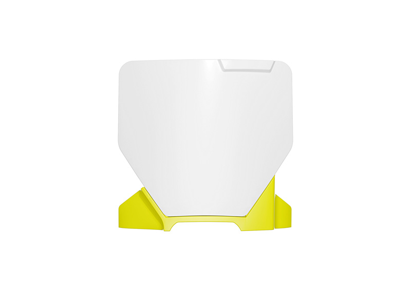 FRONT PLATE 2024 HUSKY TC65, OEM WHITE/YELLOW, RTECH R-TBHSQBNGQ165 image 1