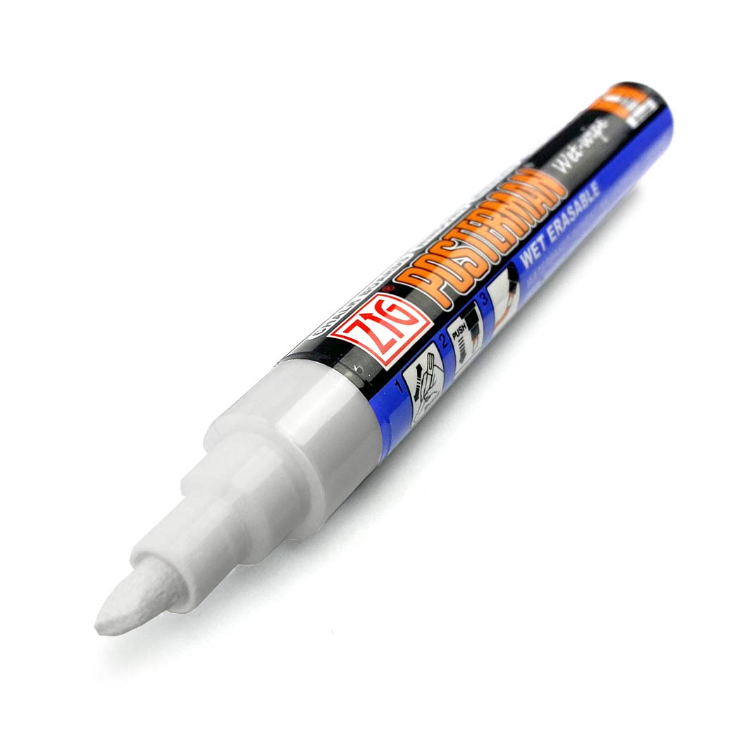 WET WIPE PEN - PAINT PEN - CHISEL TIP - WHITE thumbnail 3