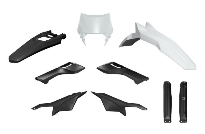 PLASTIC KIT 6PCS SURRON ULTRA BEE 23-24, WHITE/BLACK, RTECH R-KITSUR-OEM-624 image 1