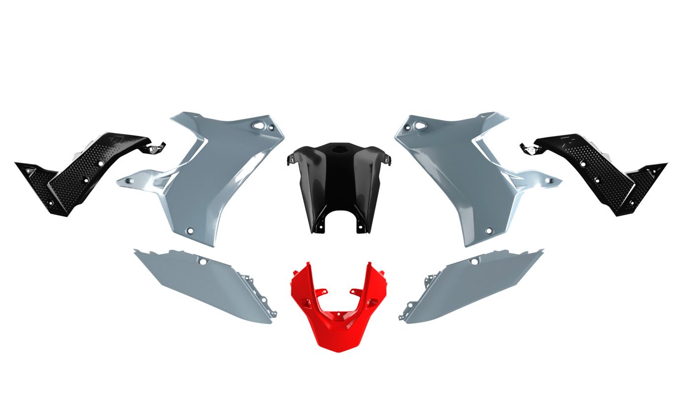 PLASTIC KIT YAMAHA T7 19-24, GREY/BLACK/RED, RTECH R-KITT70-GR1-024 image 1