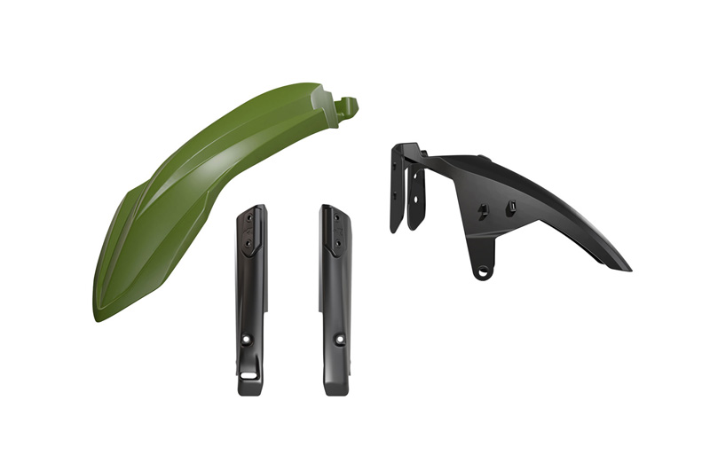 FRONT FENDER & FORK GUARD KIT 3PCS YAMAHA T7 700 R-TECH NAVY GREEN & BLACK R-KITT7F-VN0-024 image 1