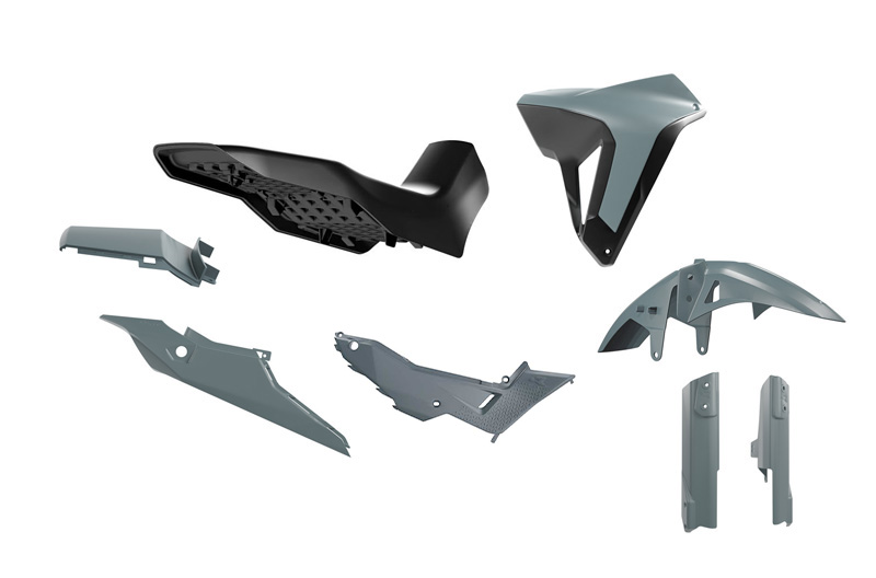 PLASTIC KIT WITH SEAT TRANSALP 750 R-TECH GREY BLACK R-KITALP-GR0-024 image 1
