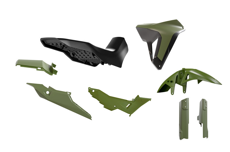 PLASTIC KIT WITH SEAT TRANSALP 750 R-TECH NAVY GREEN BLACK R-KITALP-VN0-024 image 1
