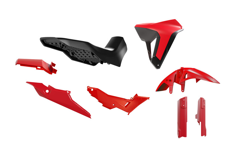 PLASTIC KIT WITH SEAT TRANSALP 750 R-TECH RED BLACK R-KITALP-RS0-024 image 1