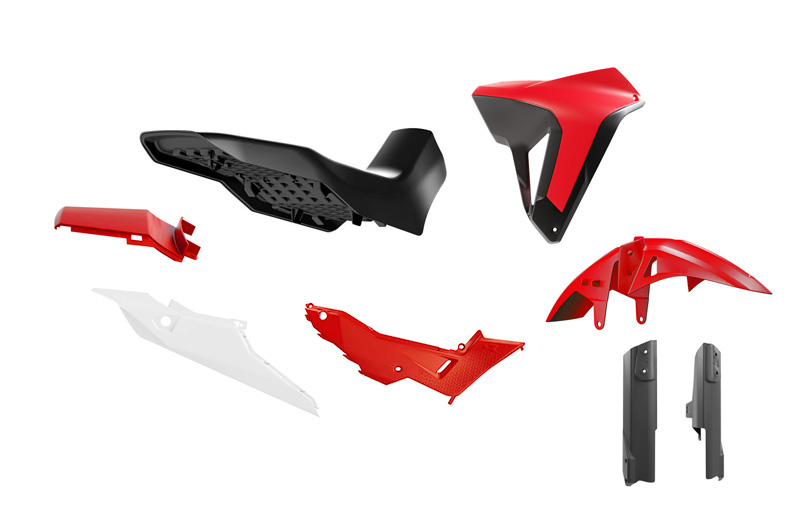 PLASTIC KIT WITH SEAT TRANSALP 750 R-TECH RED BLACK WHITE R-KITALP-RS1-024 image 1