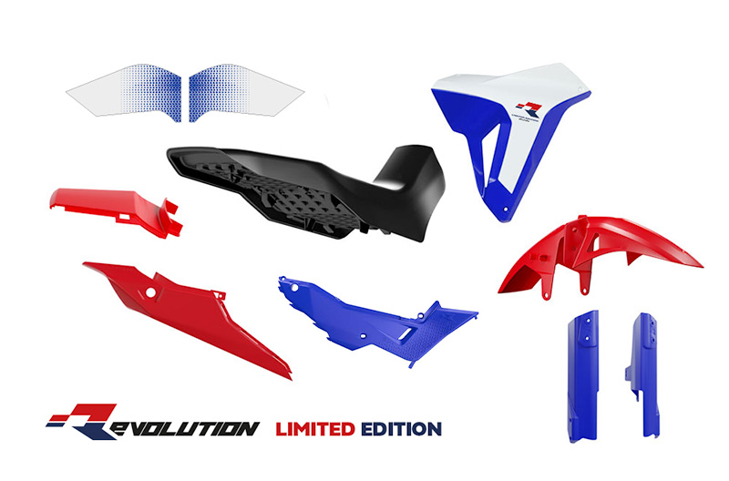 PLASTIC KIT WITH SEAT TRANSALP 750 R-TECH WHITE BLACK RED R-KITALP-HRC-024 thumbnail 3