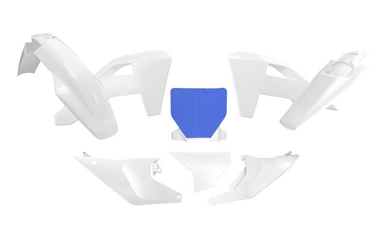 PLASTIC KIT 6PCS HUSQVARNA TC/FC/TX/FX 2025-26, R-TECH R-KITHSQ-OEM-526 WHITE HSQ BLUE image 1