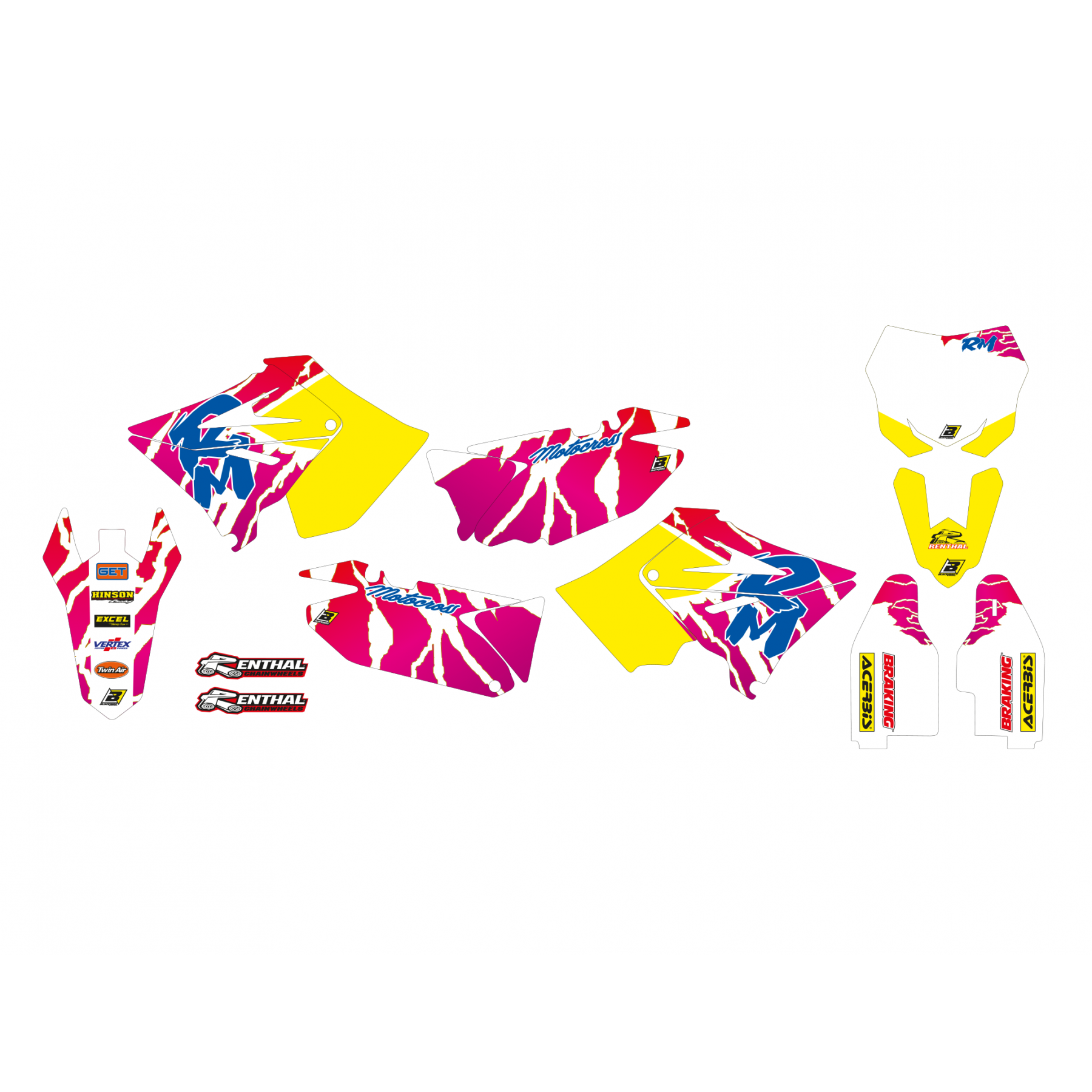 PLASTIC KIT/5 01-11 RM125/250, POLISPORT RESTYLE, SEAT COVER, RETRO GRAPHICS thumbnail 2