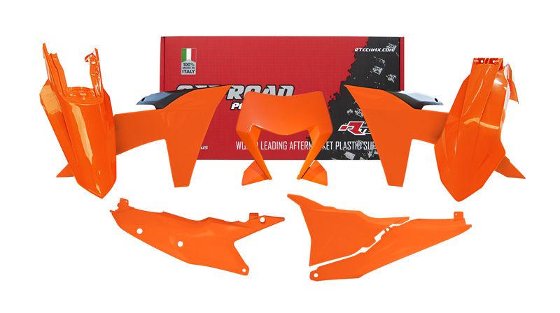 PLASTIC KIT/6 2024-2025 KTM EXC, EXC-F ORANGE/BLACK, RTECH R-KITKTM-AR0-624 image 1