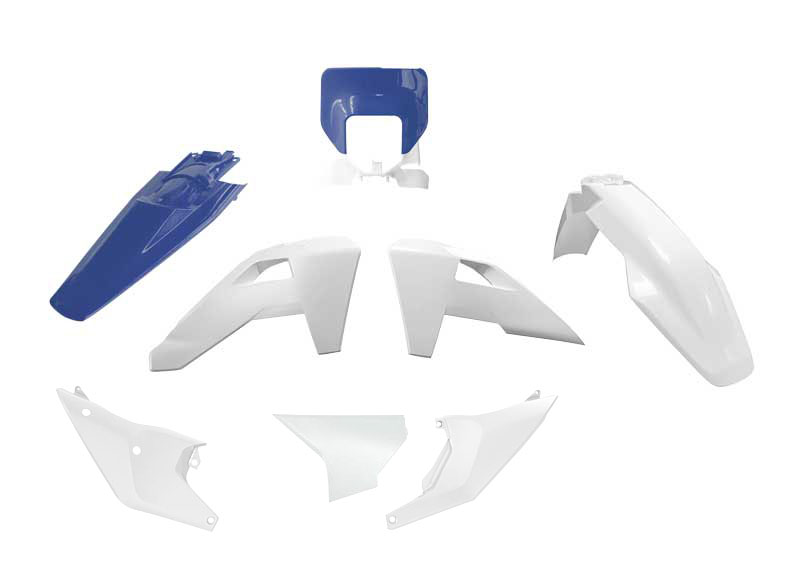 PLASTIC KIT/6 2026 HUSQVARNA TE/FE OEM, WHITE / HSQ BLUE, RTECH R-KITHSQ-OEM-726 image 1
