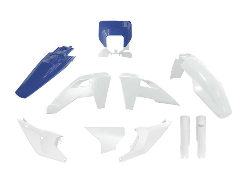 PLASTIC KIT/7 2026 HUSQVARNA TE/FE OEM, WHITE / HSQ BLUE, RTECH R-KITHSQ-OEM-826 image 1