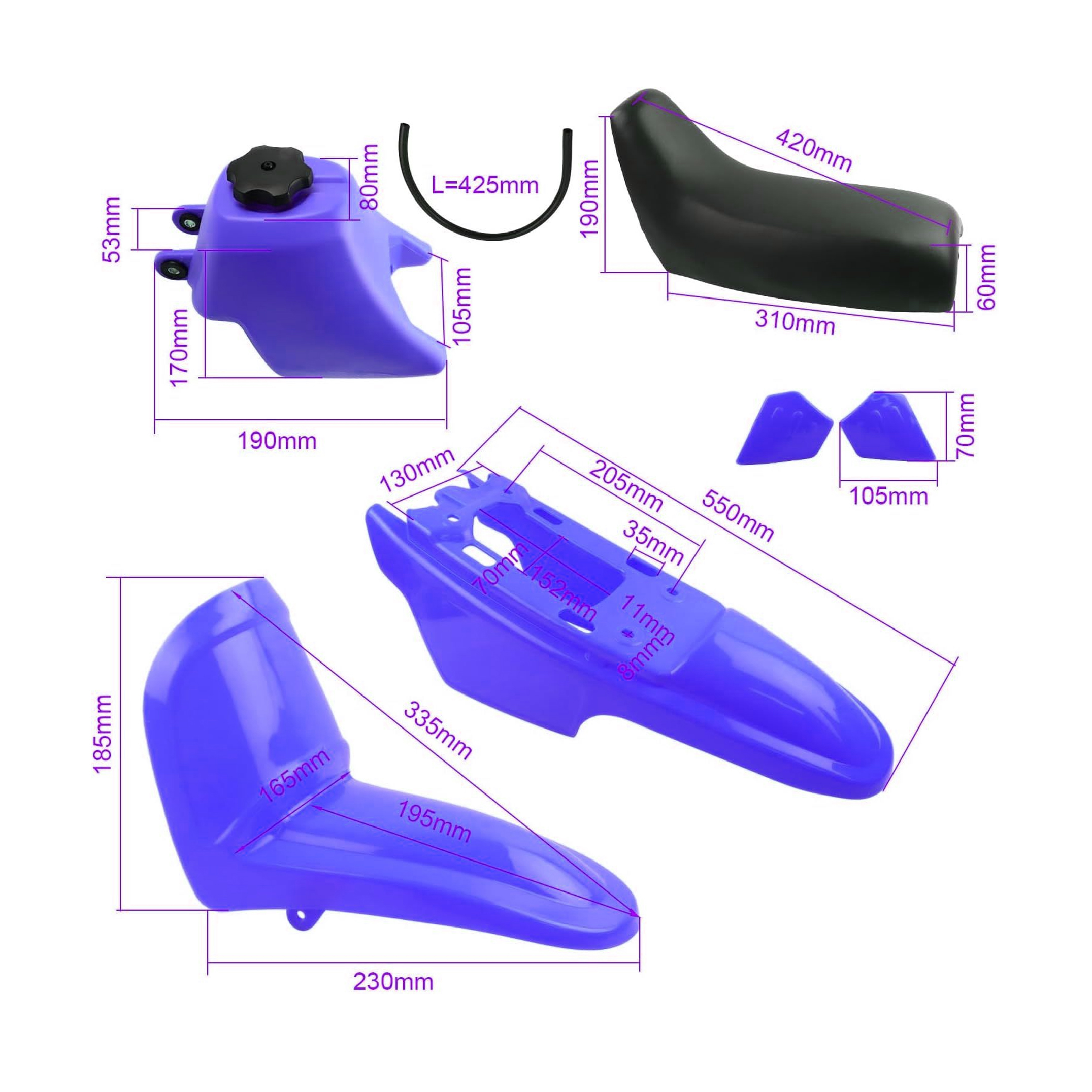SEAT TANK FENDER KIT PW50 HX PW010 BLUE thumbnail 3
