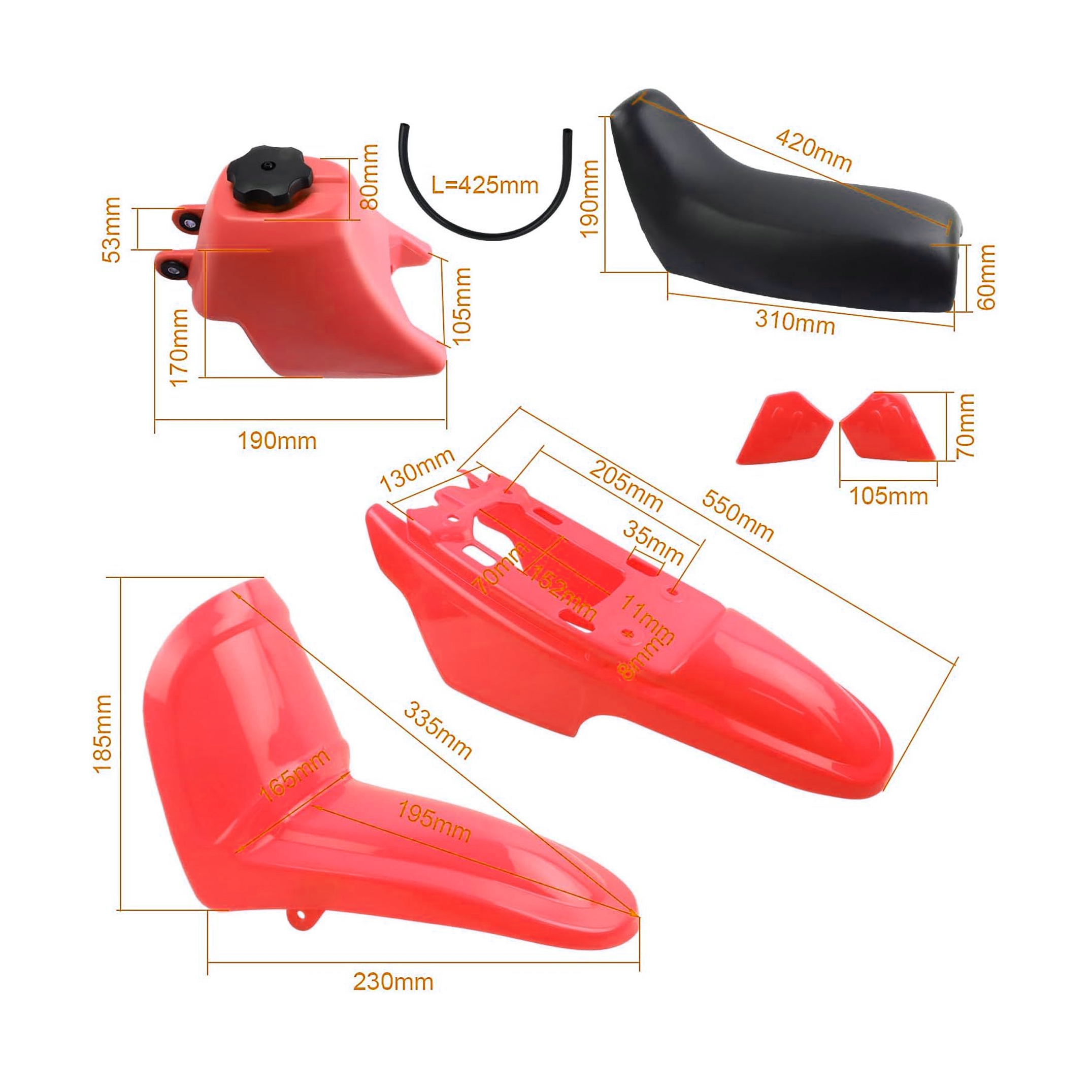 SEAT TANK FENDER KIT PW50 HX PW010 RED thumbnail 3