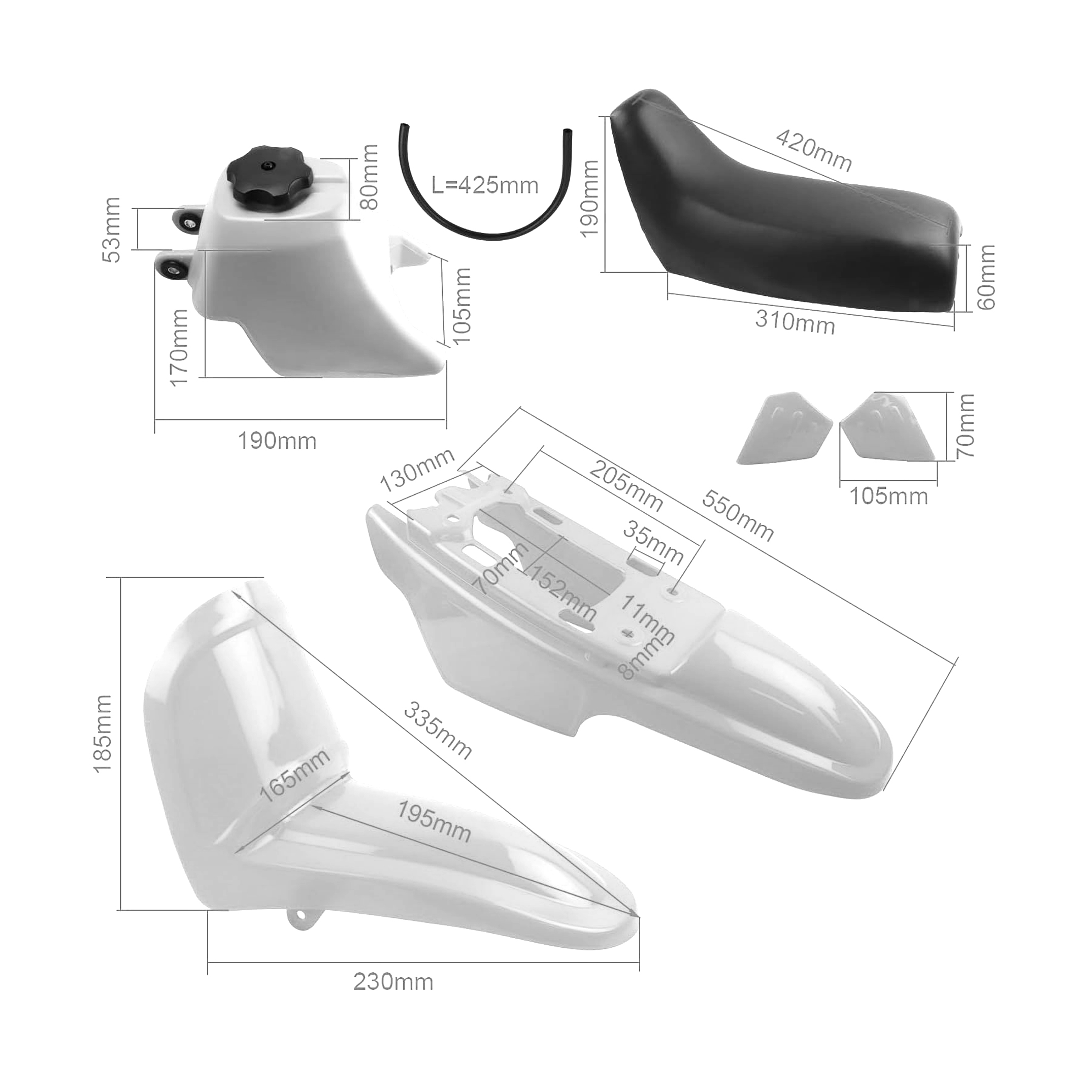 SEAT TANK FENDER KIT PW50 HX PW010 WHITE thumbnail 3