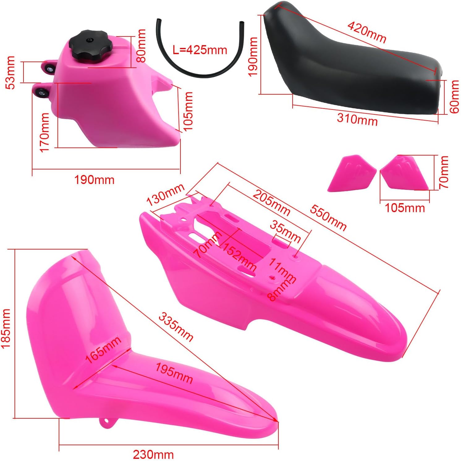SEAT TANK FENDER KIT PW50 PY50 HX PW034 PINK thumbnail 3