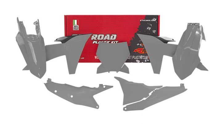 PLASTIC KIT/6 2023-24 KTM SX/SXF, QUANTUM GREY/BLACK, RTECH R-KITKTM-GR0-023