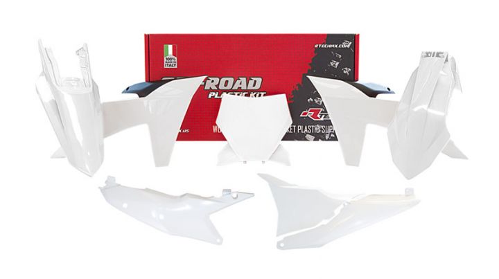 PLASTIC KIT/6 2023-24 KTM SX/SXF, WHITE/BLACK, RTECH R-KITKTM-BN0-023 image 1