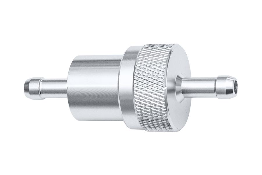 INLINE FUEL FILTER ALLOY SILVER WITH CLEANABLE FILTER
