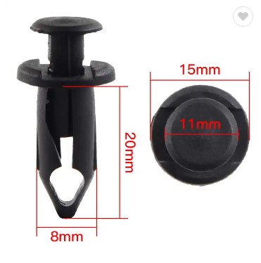 PACK-10 PLASTIC CENTER PUSH FENDER CLIPS RIVETS 8mm x 20mm x 15mm Polaris 7661855 90653-HC4-900 thumbnail 2