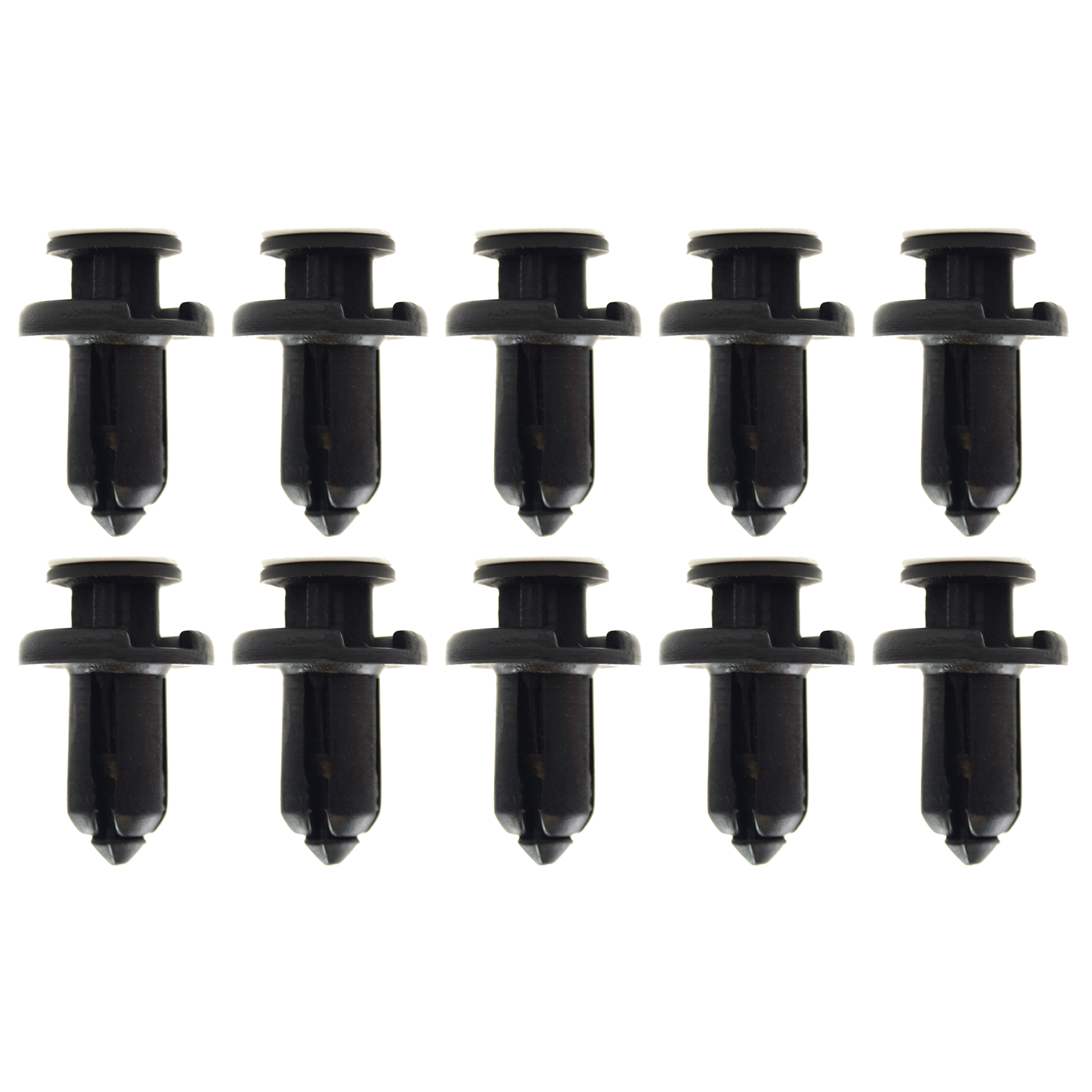 (PACK OF 10) M10 PLASTIC CENTER PUSH FENDER CLIPS RIVETS, 10mm x 20mm x 20mm